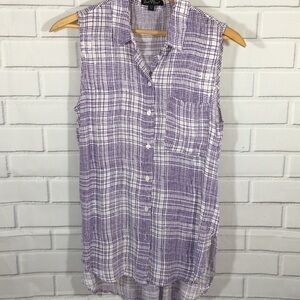 NWT Velvet Heart Purple & White Plaid Sleeveless Top Size M